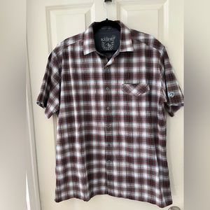 Men's Kuhl short sleeve button down plaid pattern shirt-XL